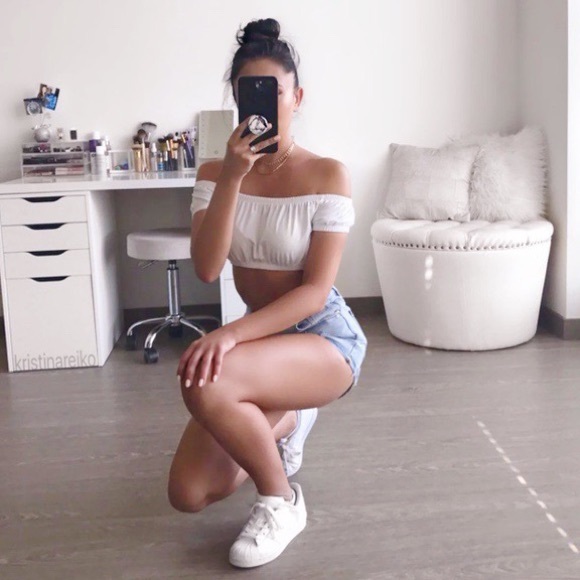 Tops - White Off the Shoulder Crop Top by ASOS